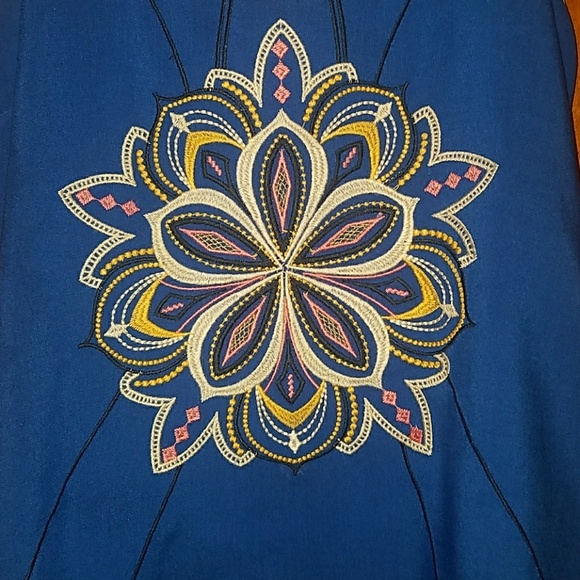 Flying Tomato Royal Blue Embroidered Mandala Tank - Picture 3 of 4